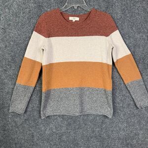 Pinque Long Sleeve Sweater Fall Block Colors Women S Rolled Hems